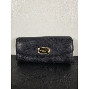 Michael Kors Jet Set Leather Accordion Wallet Clutch Blackp